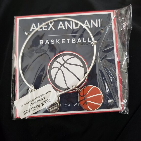 Alex and Ani Jewelry - Alex and Ani silver Basketball Bracelet Bangle  NEW   366